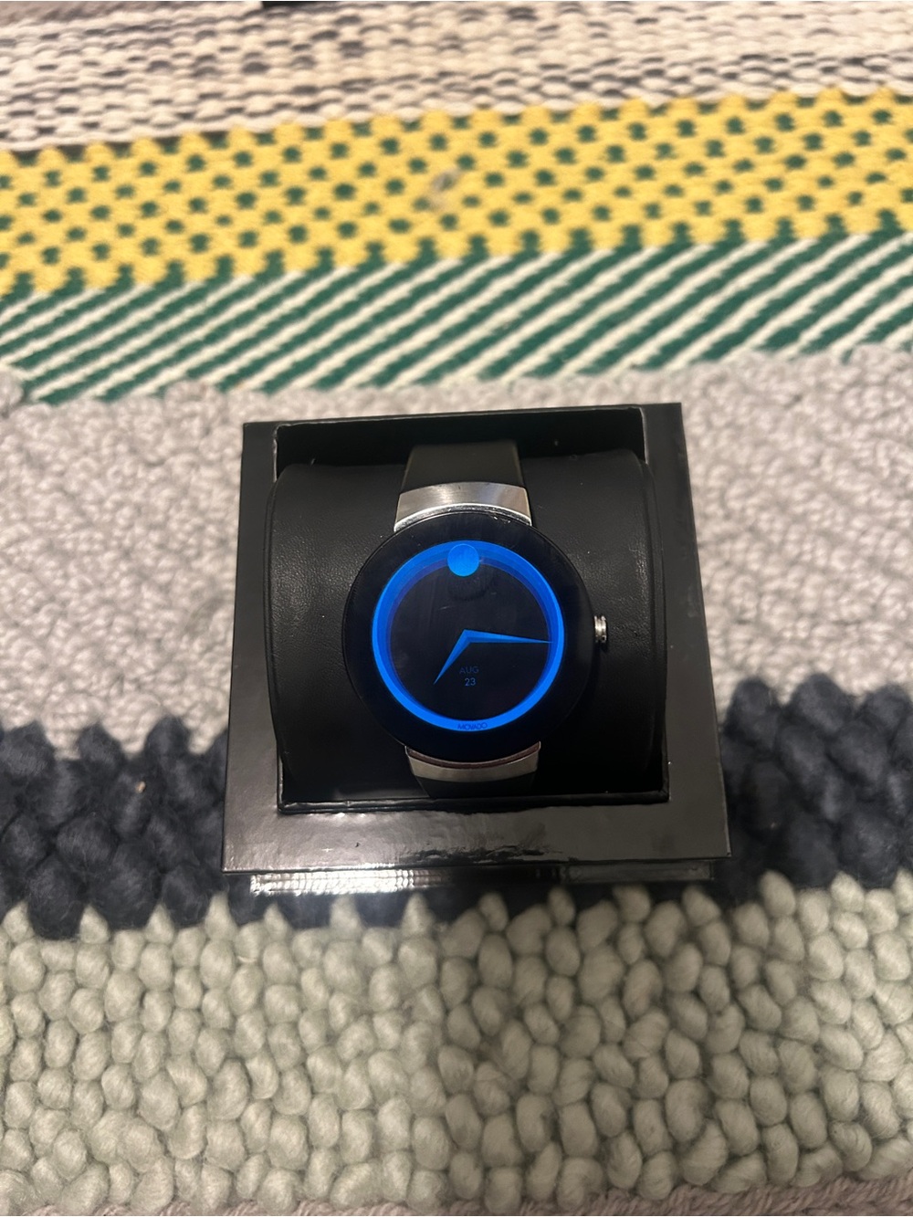 Movado Black Smartwatch with Blue Accent